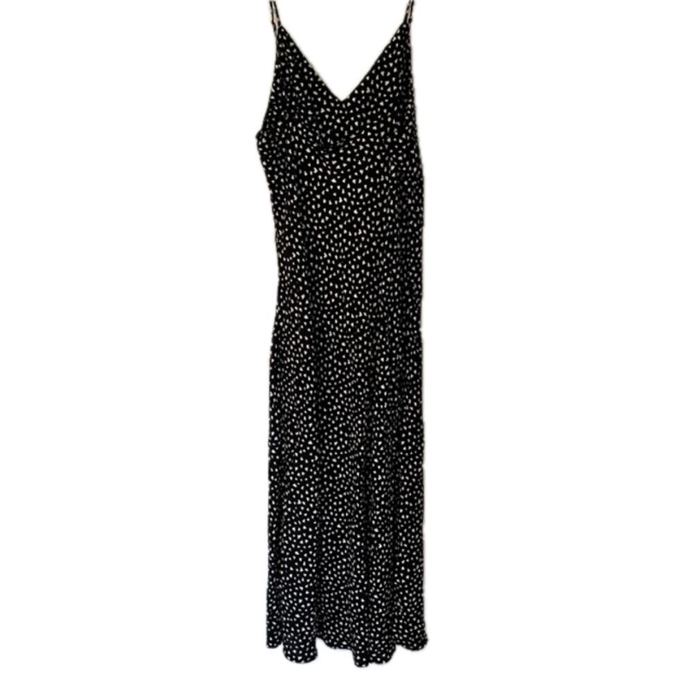 A New Day Dress Size L Adjustable Spaghetti Straps Slit Black/White Classic